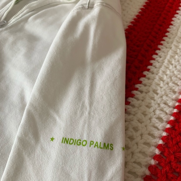 INDIGO PALMS White with lime green lining 1/4 zip front light sweatshirt-MED - Picture 8 of 9